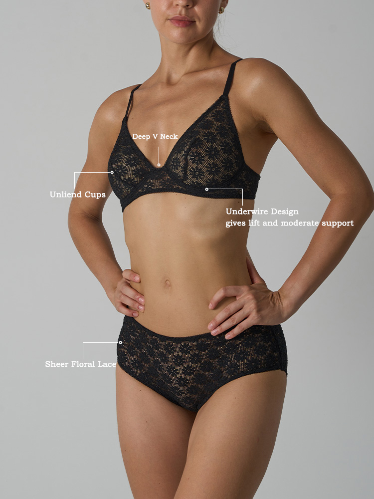 VITALINOVO 3 Potong Set Linger - Sheer Bra Lace ulasan dan harga
