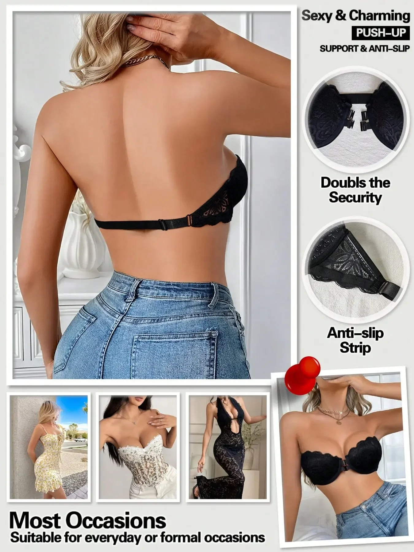 Bra Push-Up Tanpa Tali dengan  - Plunge Bra Push Up ulasan dan harga